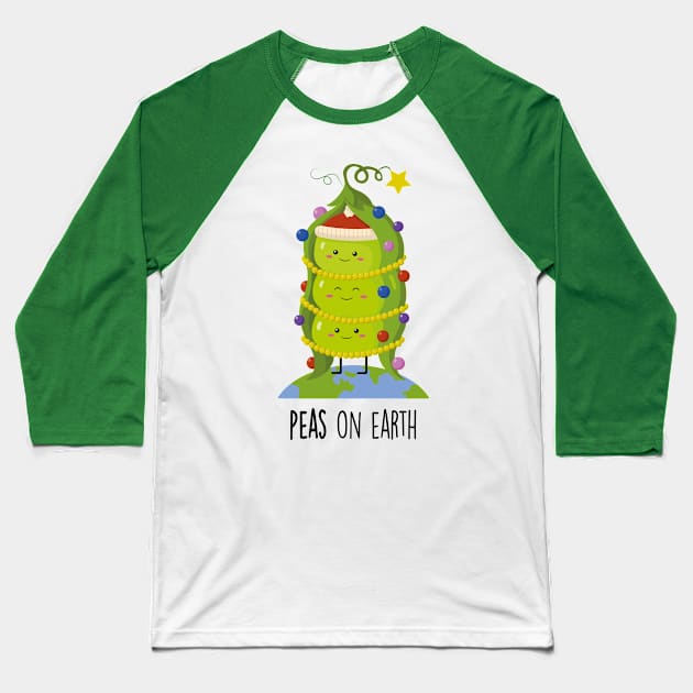 Peas on Earth Cute Pea Pun T-shirt Baseball T-Shirt by Sarah's Simulacrum